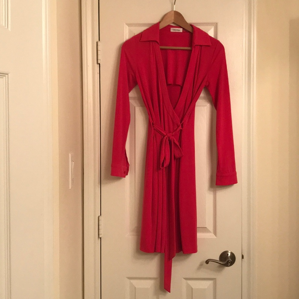 Calvin Klein Hot Pink Wrap Dress